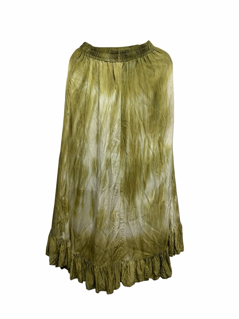 Zara Olive Green High-Low Ruffle Hem Skirt - Picture 2 of 6